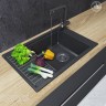 Мойка для кухни Aquaton Делия 78 прямоугольная с крылом графит